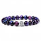 Natürliche 8 mm Edelsteine MetJakt Heilung Crystal Stretch Perlen Armband Armreif mit 925 Sterling Silber Double Happiness Anhänger (Sternenhimmel-Tigerauge)