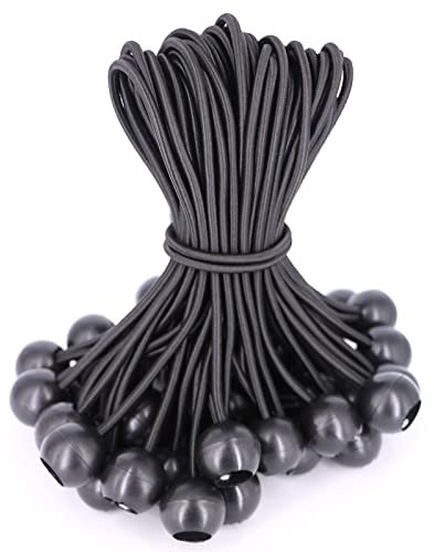 BYZANDQI Spanngummis mit Kugel 12 Stück, Zeltgummis mit Kugel 20 cm, Planenspanner Gummispanner Expanderschlingen Gummischlaufen für Planen Zelt Banner Netz Pavillions