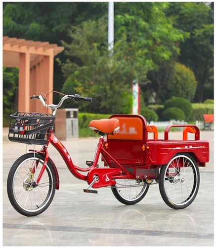 Dreiräder Erwachsene Fahrrad Dreirädriges Cargo-Cruiser-Fahrrad für Erwachsene, 20-Zoll-superhandliches Single-Speed-Cruiser-Trike mit großen Wagen für Einkaufs- und Picknickausflüge, 3-Rad-Fahrrad fü