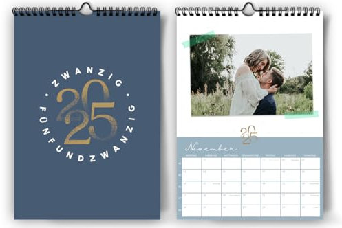 Bastelkalender 2025 A4 Wandkalender selber gestalten|[Blattgold] Kalender als Fotokalender zum Selbstgestalten |Kreativkalender mit Platz zum Einkleben von Bildern