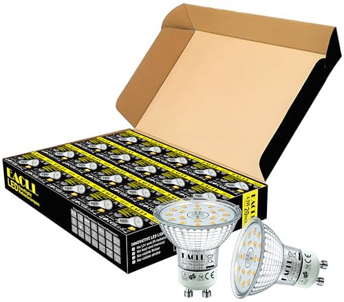 EACLL GU10 LED 4000K 4.9W Ersetzt 75W Halogen Leuchtmittel, 20er-Pack. Neutralweiss 585 Lumen Birnen, AC 230V Flimmerfrei Strahler, Abstrahlwinkel 120 Grad Spot, Nicht Dimmbar Reflektorlampen