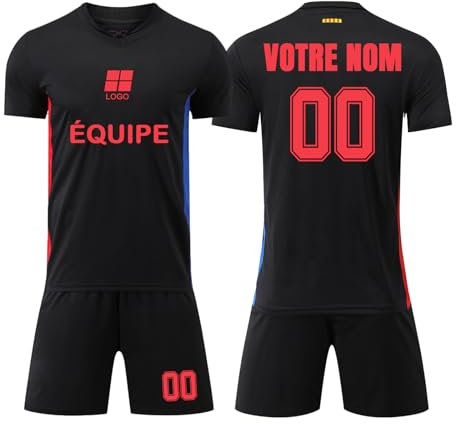 Générique Maillot de Foot Enfant, 24/25 Maillots Domicile/Extérieur, Ensemble Foot Enfant Personnalisé avec Votre Nom Numéro Logo, Ensemble Maillot de Football Short pour Garçons Hommes #5