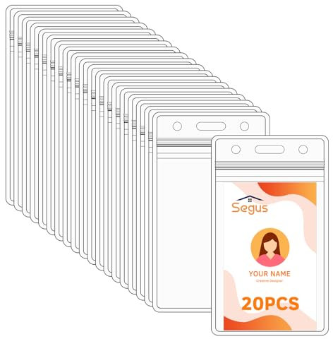 Segus Kartenhülle, 20 Stück Schülerausweis Hülle, Scheckkartenhülle Wasserdicht, Ausweishalter Transparent, Ausweishülle Vertikal, für Busfahrkarten, Bankkarten