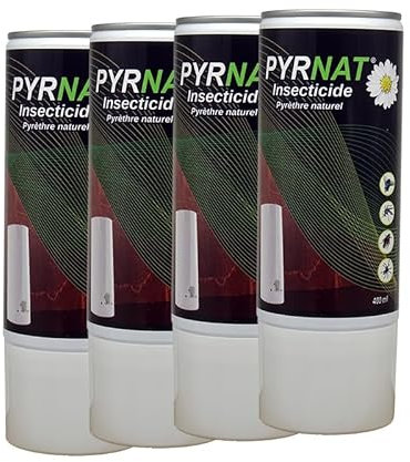 Insecticide à Base de Pyrèthre Naturel en Aérosol 4x400ml, Anti-mouches, Moustiques, Punaise de Lit Efficace et écologique contre les insectes volants et rampants. (4)