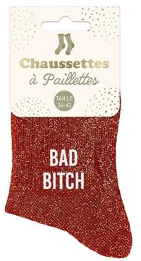 STC, Bad Bitch kurze Pailletten Socken (Einheitsgröße 36-42)