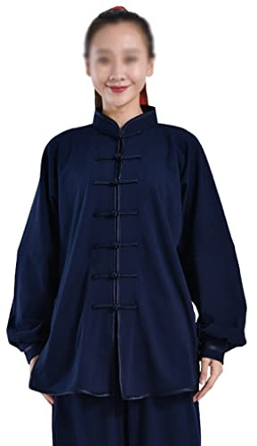 MOKLYF Warme Tai Chi Kleidung Samt Kampfkunst Anzug Chinesische Kung Fu Kleidung Wushu Anzug Chinesische Wing Chun Uniform(Blau1-Mittel-Groß