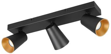 meineWunschleuchte Wandstrahler & Deckenstrahler Schwarz Gold 3flammig, Länge 46cm