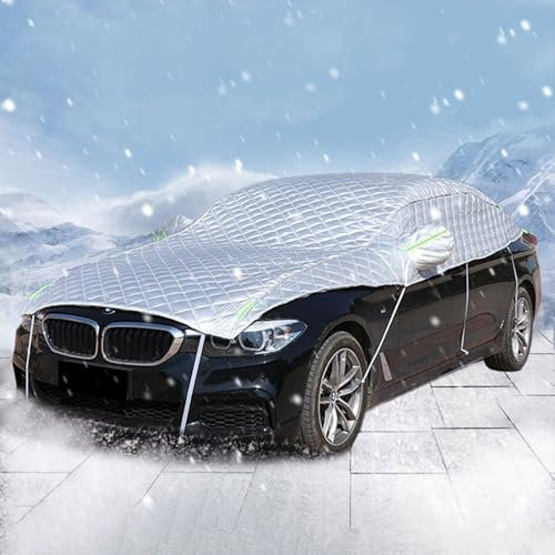 Auto Abdeckung Winter für 𝖳𝗈𝗒𝗈𝗍𝖺 Aygo Hagelschutz Auto Wasserdicht Halbgarage UV Beständige Halbe Auto Abdeckplane Staubdicht Schneefest Outdoor Indoor