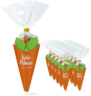Volle Möhre Candytüte Fruchtgummis 120g | Geschenk zu Ostern | Für das Osternest und die Ostersuche | Oster Dekoration zum Backen | Für Kinder und Erwachsene