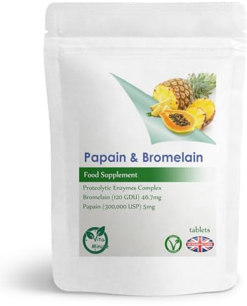 100 Tablets - Papain and Bromelain (Vegan) Protein Digesting Proteolytic Enzymes Complex