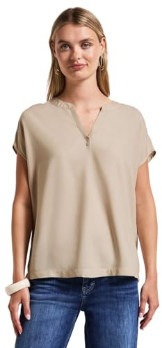 Street One QR Shirtblouse w Splitneck Uni Coastal beige 38