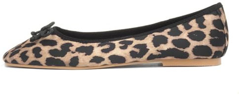 TRUFFLE Penelope Womens Tan Leopard Ballerina - Size 6 UK - Brown