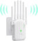Ripetitore WiFi, Amplificatore di Segnale WiFi, 6 Antenne, 2 Porte LAN, Wifi Extender, Router/Ripetitore/AP Modalità, Copertura Completa a 360°, Copertura Fino a 300 m², per Casa e Ufficio (Bianco)