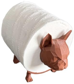Porta carta igienica con bulldog, divertente porta carta igienica, con statua di bulldog francese, porta rotolo di carta per cani, per bagno, cucina e soggiorno (marrone)