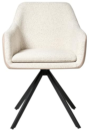 Beliani Set of 2 Chairs for Dining Room Upholstered Boucle Light Beige Lithia