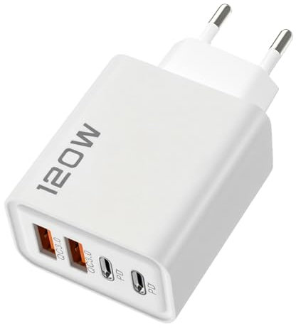 Enchufes de Pared | Bloque de Carga Rápida - Adaptador Cargador USB Tipo C De 120W Compacto para Viajes Hogar Y Uso Diario