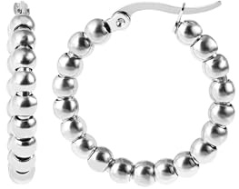 Akzent Wasserfeste Edelstahl Ohrringe Creolen Damen in Silber, 100% Wasserfest & Hautverträglich (Silber, (Kugel Creole)