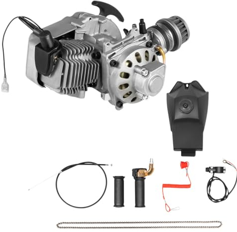 Mqwdxzfes 49cc 2-Takt Motorrad Motor Set, Pocket Bike Benzinmotor Ausgestattet mit Großem Tank & Zugstartsystem, Pull Start Fahrrad Motor Set, für Mini Cross Bike, Strand ATV, Roller, Max 1.9kW 48km/h
