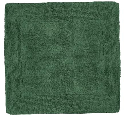 Allure Heavyweight Reversible Shower Mat, 100% Cotton, Super Soft, Washable, Square Bath Mat 55 x 55cm (Dark Green)