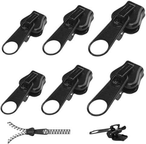 JanFebMar 6PCS Zippers für Reißverschluss, Reissverschluss Zipper Ersatz, Schieber-Reißverschluss für Jacken,Tasche, Koffer, Langlebig und Robust, Schwarz