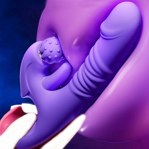 Giocattolo del piacere per donne, 8 modalità di vibrazione con meccanismo di spinta, asta rotante riscaldata in silicone, stimolatore del punto G impermeabile e ricaricabile (Viola)