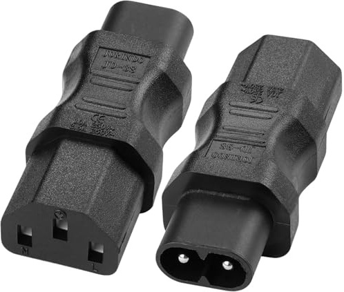 2Pcs IEC 320 C13 to C8 Adapter Converter Figure 8 2 Pin Plug, IEC C13 Female to C8 Male AC Converter for Projector Computer Monitor TV Game Consoler External Power Brick, Office Electronic Accessories
