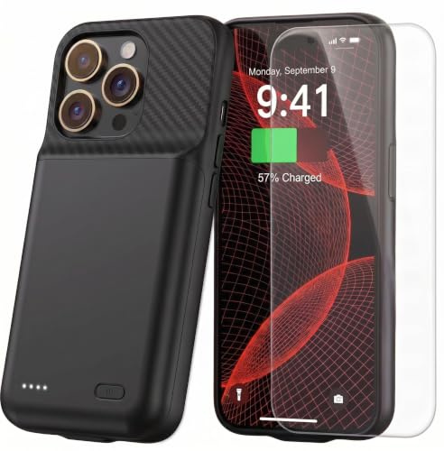 Battery Case for iPhone 16 Pro Max, Ultra-Slim Travel Portable Charging Case, 2026 Upgrade 10000 mAh Extended Battery Life, Premium Materials Rechargeable Charger Case (Black, iPhone 16 Pro Max,A)