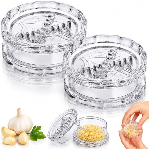 2PCS Garlic Mincer,Clear Manual Garlic Twister and Ginger Mincer Tool, Garlic Crusher for Garlic Onion, Ginger, Nuts, Impact Resistant Kitchen Gadget & Home Accessory