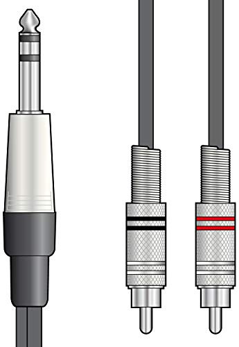 Citronic Classic Audio Lead 1 x 6.3mm Jack TRS Jack to 2 x RCA Plugs Durable Shielded Audio Cable for Hi-Fi & Studio Use 1.5 Metre