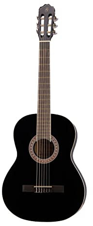 GOMEZ - 001 4/4 Kindergitarre/Akustik Konzertgitarre Schwarz, Schülergitarre, Akustikgitarre für Kinder im Alter von 10-12 Jahr