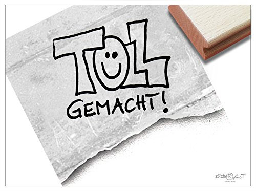 Stempel - Lehrerstempel TOLL GEMACHT! mit Smiley - Schulstempel Lob für gute Leistungen und zur Motivation der Schüler - von zAcheR-fineT