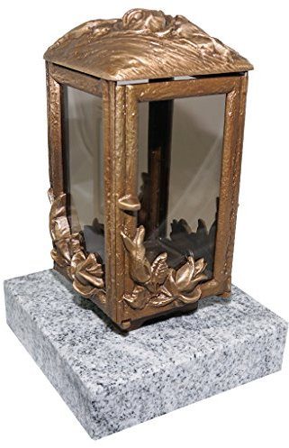 Grablaterne 611 aus massiver Bronze fertigmontiert auf einem Granitsockel (Viscount White)
