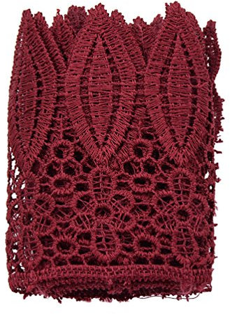 Kesheng 1 Yard Spitzenband Borte Blatt Form Weiß Braun Grau Lila Weinrot Rosa Deko (Rot)