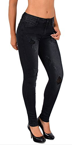ESRA Damen Jeans Jeanshose Damen Skinny High Waist Hochbund Stretch Hose bis Übergröße S700