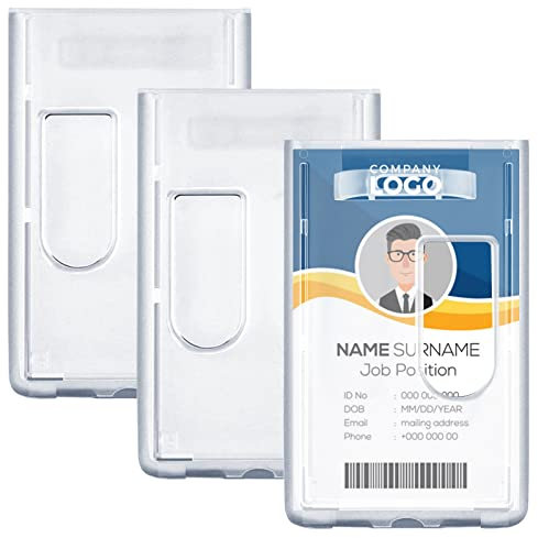 3x Ausweishalter Kartenhülle Ausweishülle mit Daumenschub für 2 KARTEN Transparent (vertikal/hochkant)