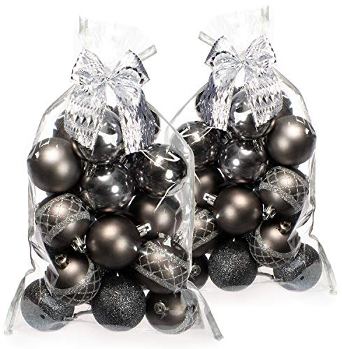 com-four® 40x Weihnachtskugeln, Christbaumkugeln bruchsicher | Baumschmuck für den Christbaum mit Anhänger - Ø 6 cm