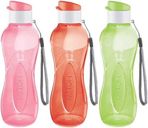 MILTON Trinkflasche Kinder Wiederverwendbare Wasserflasche 355 ml Trinkflasche aus Kunststoff BPA-frei Trinkflasche Kinder Auslaufsicher mit Trageriemen für Radfahren Camping Wandern Fitness Yoga