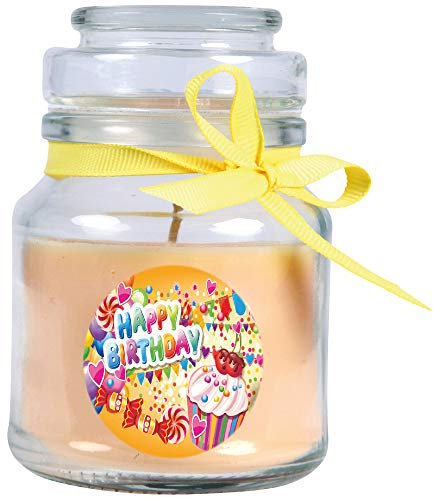 HS Candle Duftkerze im Glas - Happy Birthday Bonbon klein - Duft: Vanille - Design: Cupcake