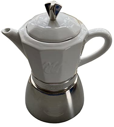 Herdkocher Espressokocher Florenz Porzellan-Edelstahl Induktion 8/4 Tassen