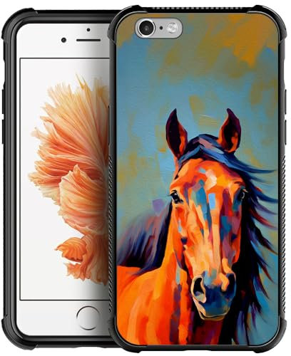 CARLOCA iPhone 6S Case,Colorful Horse iPhone 6 Cases for Girls Boys,Graphic Design Shockproof Anti-Scratch Drop Protection Case for Apple iPhone 6/6S