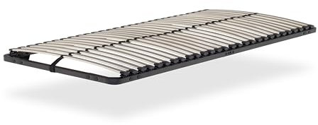 i-flair Lattenrost 90x200 cm Ortho Lattenrahmen mit 28 Federholzleisten und Mittelgurt, Stabiler Stahlrahmen für alle Matratzen geeignet