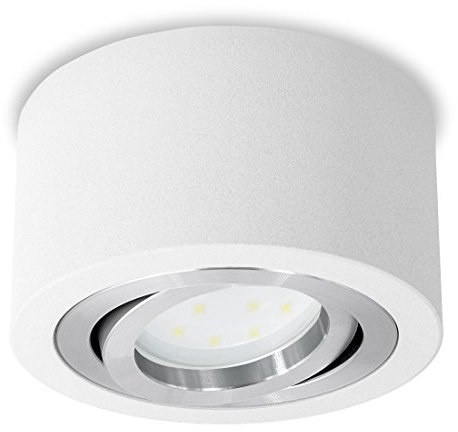 SSC-LUXon LED Aufputz Deckenleuchte flach (schwenkbar, rund, weiß) - Downlight Ø 90 mm inkl. 4W LED Modul neutralweiss 230V