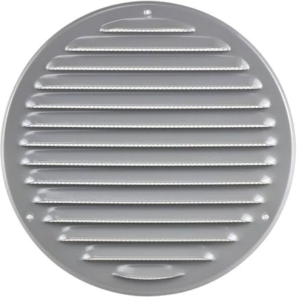 Rejilla de Ventilación Redonda 200mm - Chapa de Acero - Gris con Mosquitera - Rejillas de Ventilación - Rejilla de Salida de Aire