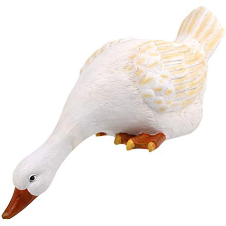 Cabilock Weiß Ente Figur Dekofigur Harz Gartenfigur Garten Skulpturen Statue Erpel Gartendeko Tiere für Frühling Dekoration Außen Rasen Steingarten Teich Terrassen Deko
