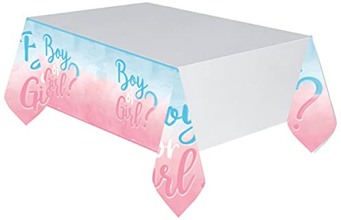 Amscan 9911335 - The Big Gender Reveal Party Paper Table Cover - 1.8m x 1.2m