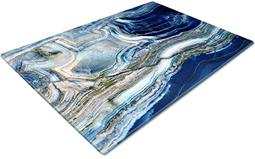 Whats On Your Wall.com Chopping Board | Glass Worktop Savers | Heat Resistant | Catering Chopping Boards | Glass | Over The Sink Chopping Board | Large | Marble Effect Blue