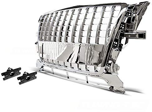Parrilla delantera compatible con Audi Q5 2008 2009 2010 2011 2012 SUV parrilla central delantera Sport GV-22 rejilla de malla de panal deportiva cromada