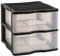 AC - Cajonera de Almacenamiento WGN - 2 Cajones - Torre de Almacenamiento Multiusos para Oficina, hogar, Escuela, etc - 32,5 x 37 x 39 cm - Color Negro - Cajones Transparentes