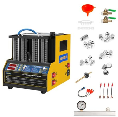 AUTOOL CT160 Pulitore e Tester per iniettori di Carburante per autoveicoli 220V, iniettore di Carburante a 4 cilindri Macchina per la Pulizia ad ultrasuoni Riscaldamento del Fluido