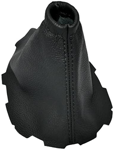 AERZETIX - C59286 - Funda para palanca de cambios en piel genuina - compatible con Toyota Auris E150 2006-2012 - color: negro con costuras negras - para caja de cambios manual